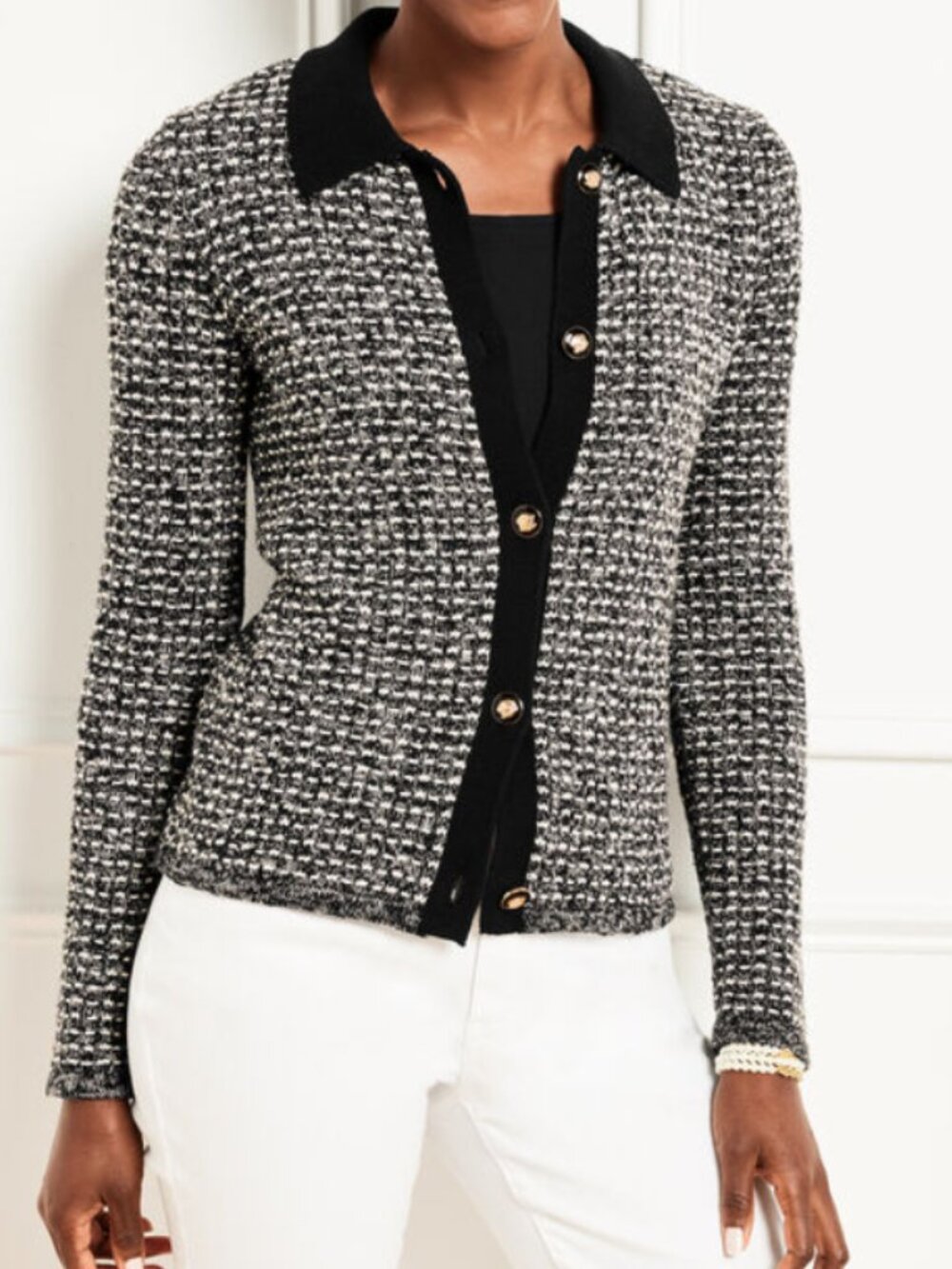 NWT Talbots Polo Sweater Cardigan Jacket, Dash Stripe - Womens 2X